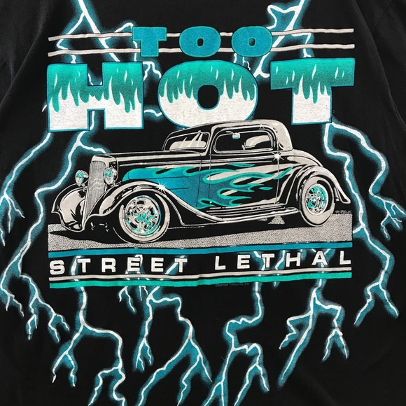 Vintage Hot Rod T-Shirt Car Street Lethal American Thunder Graphic Tee L - Picture 3 of 9